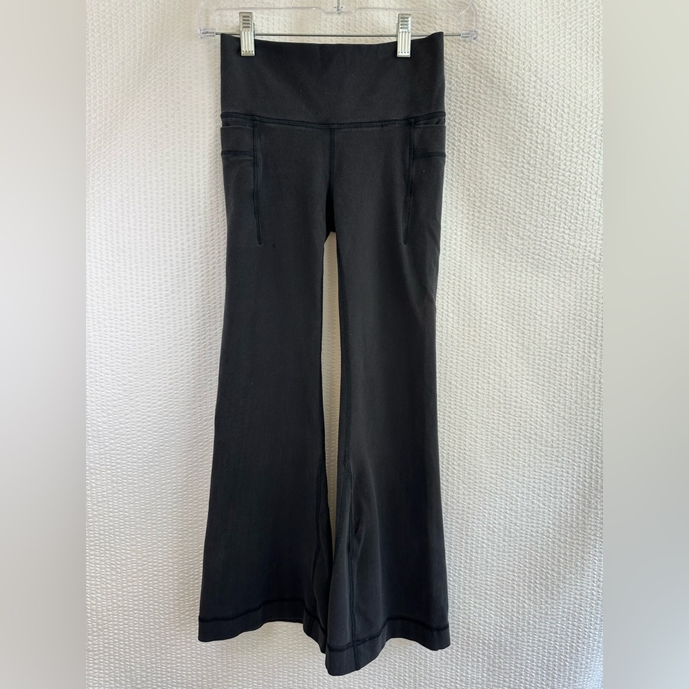 Athleta Girl Natural Play Stash Flare Black Leggings Size: 8/10 Medium